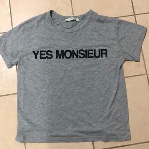 YES MONSIEUR gray short sleeve tee